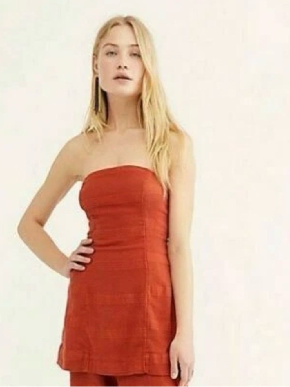 Free People This Is Love Button Strapless Endless Summer Brick Tunic Tube Top